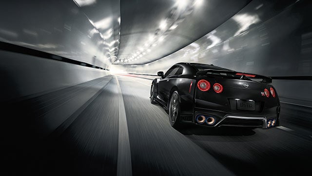 2023 Nissan GT-R seen from behind driving through a tunnel | Nissan City of Springfield in Springfield NJ